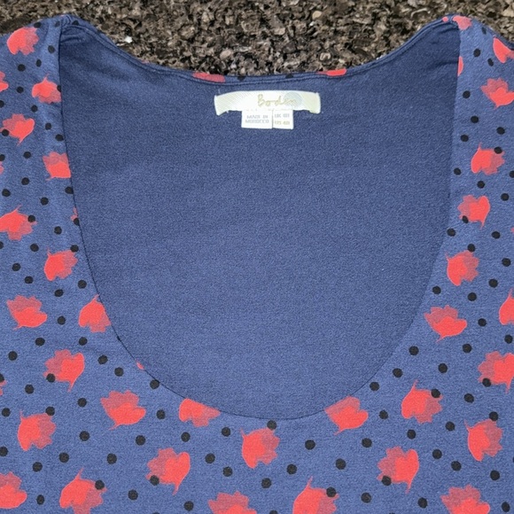 Boden Navy And Red Jersey Knit Long Sleeve Faux Wrap Silvia Scoop Neck Dress - Picture 5 of 7